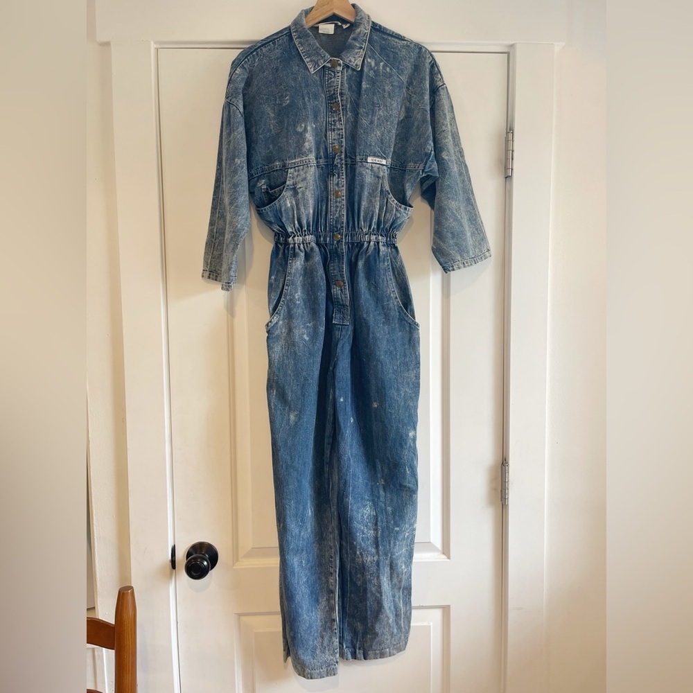 Vintage 80s Ideas Acid Wash Denim Jumpsuit - M